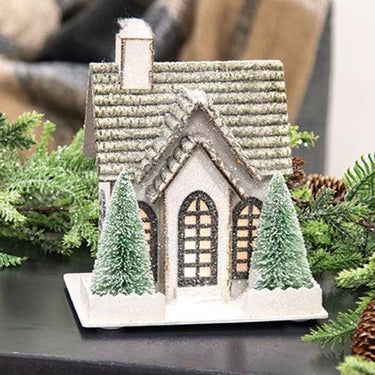 Winter Sparkle Forest LED Cottage w Trees - The Fox Decor